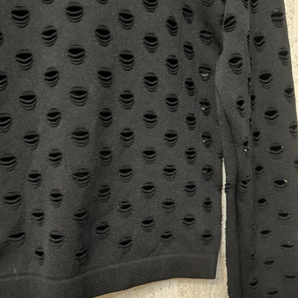 Women's Black Top with Long Sleeves and Perforation Size: S - Picture 3 of 6